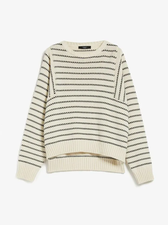 Women Max Mara Knitwear Oversized Striped Cotton Sweater Black