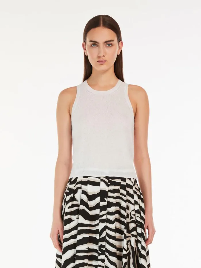 Women Max Mara Knitwear Viscose Yarn Top Optical White