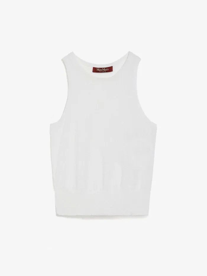 Women Max Mara Knitwear Viscose Yarn Top Optical White