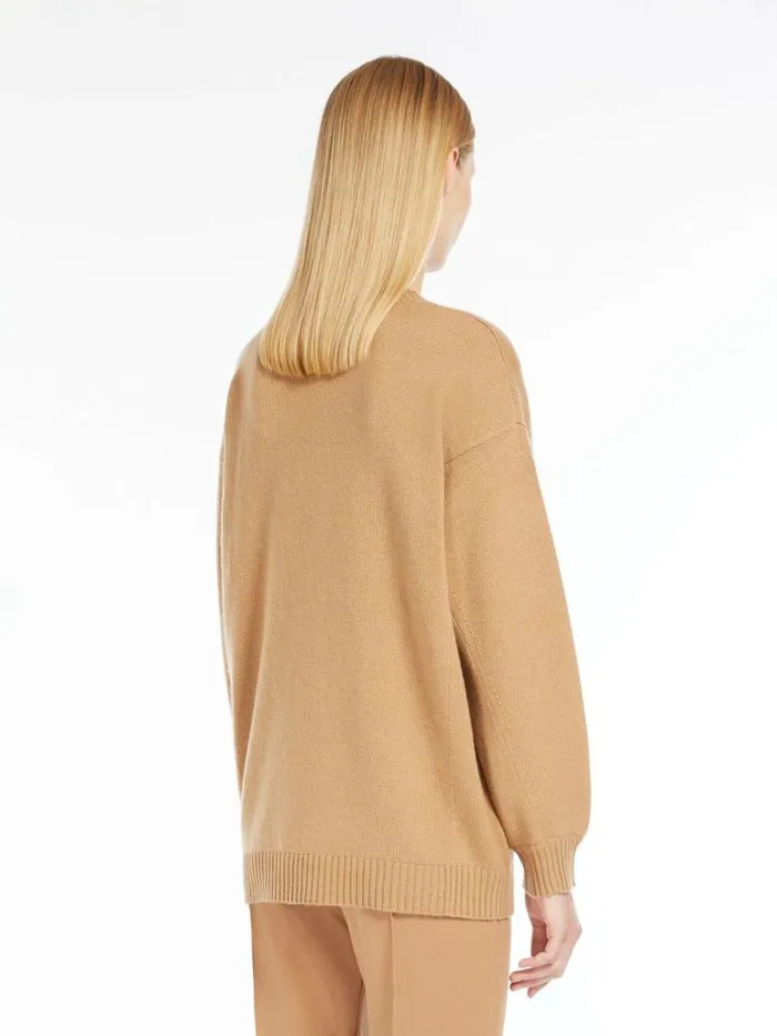 Women Max Mara Knitwear Wool And Cashmere Monogram Pullover Camel
