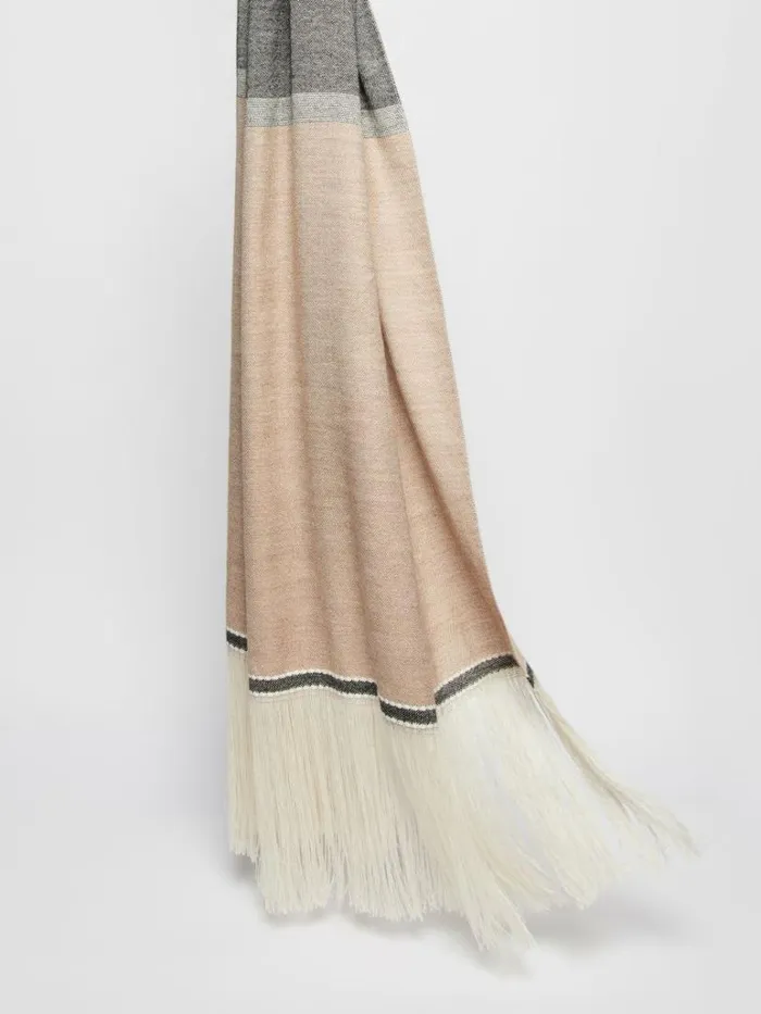 Women Max Mara Scarves And Foulards Hemp And Woolblend Stole Clay