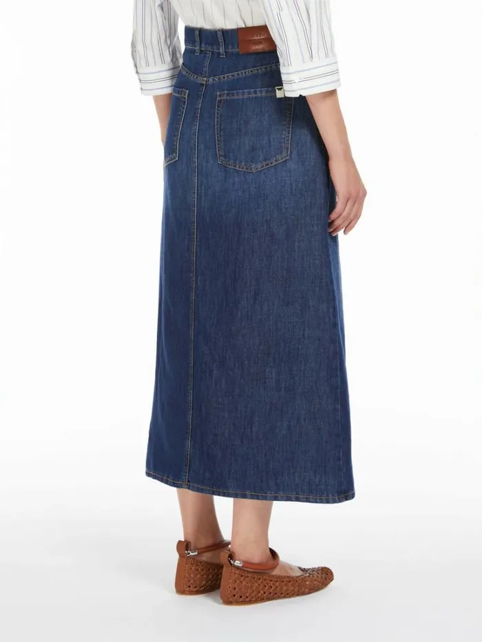 Women Max Mara Skirts Cotton Denim And Linen Skirt Navy