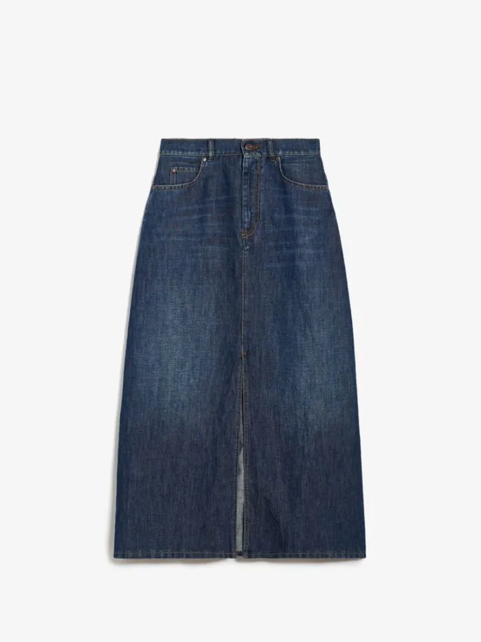 Women Max Mara Skirts Cotton Denim And Linen Skirt Navy