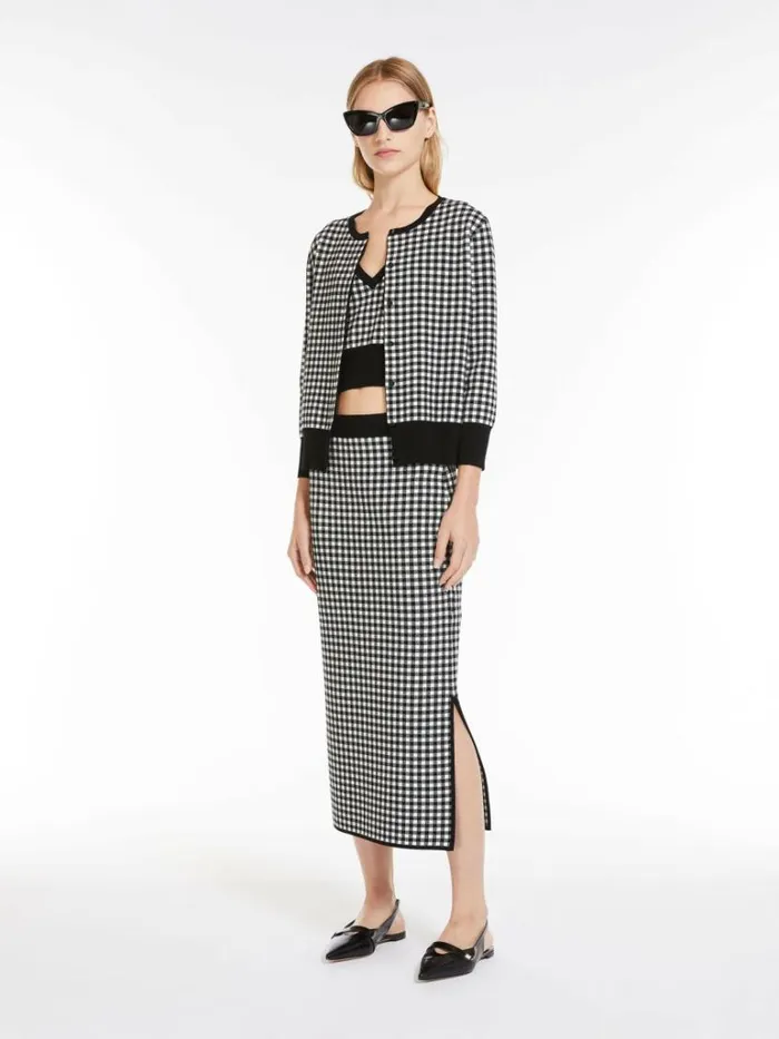 Women Max Mara Skirts Jacquard Viscose Pencil Skirt Black