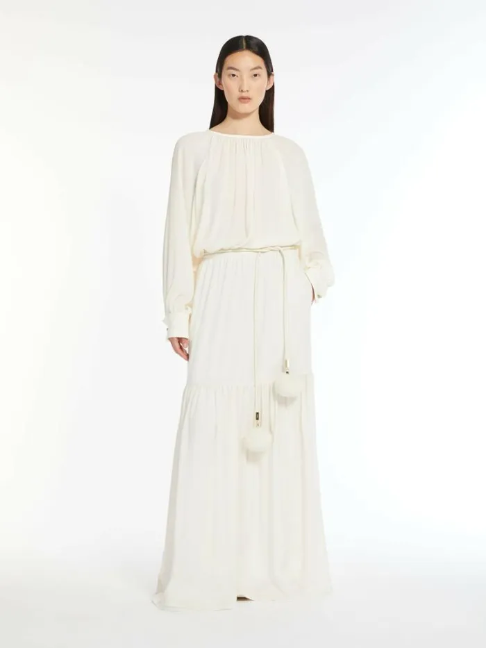 Women Max Mara Skirts Long Wool Gauze Skirt Ivory