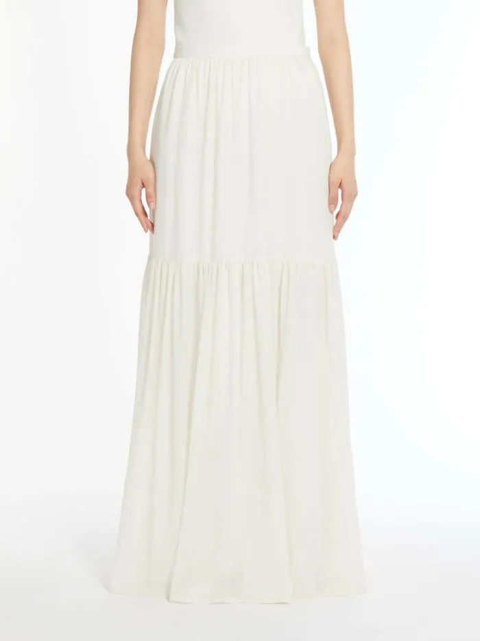 Women Max Mara Skirts Long Wool Gauze Skirt Ivory