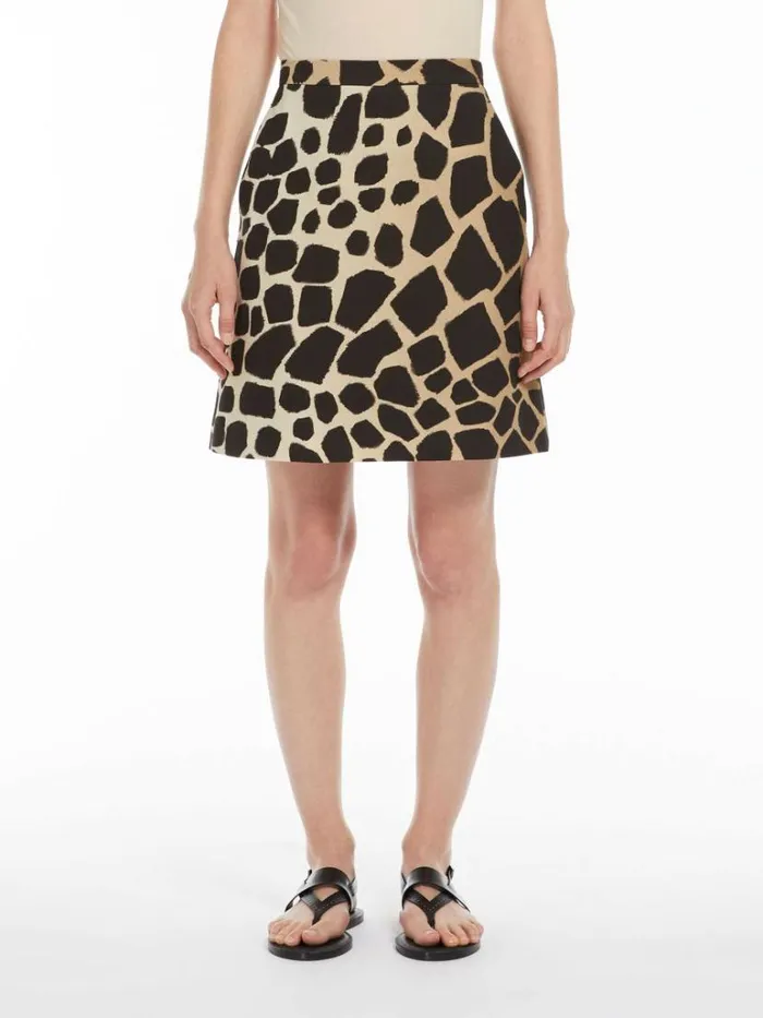 Women Max Mara Skirts Short Printed Linen And Cotton Skirt Black