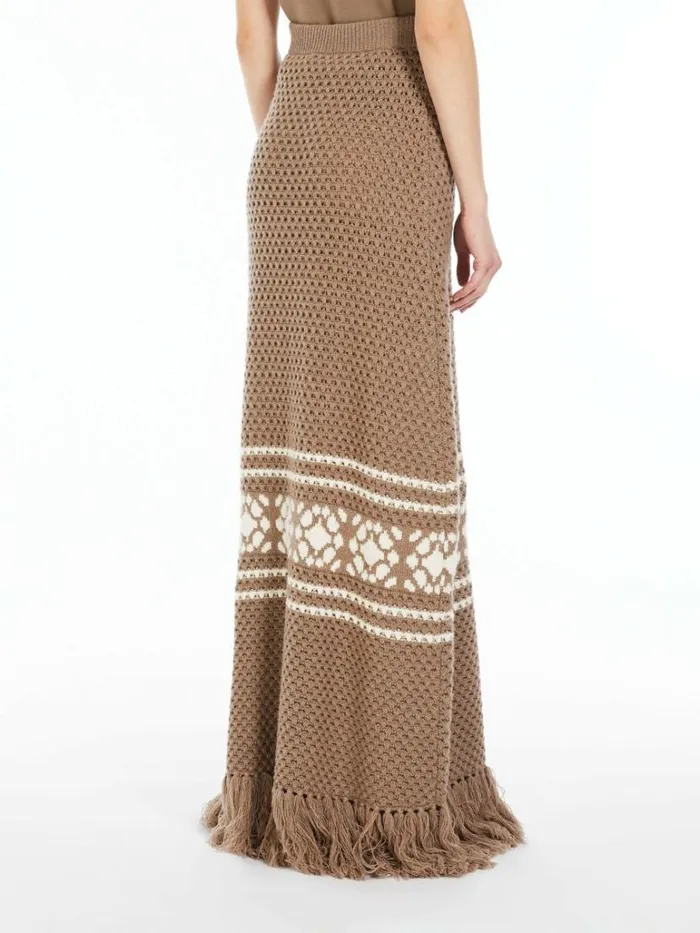 Women Max Mara Skirts Wool And Cashmere Skirt With Fringes Sand
