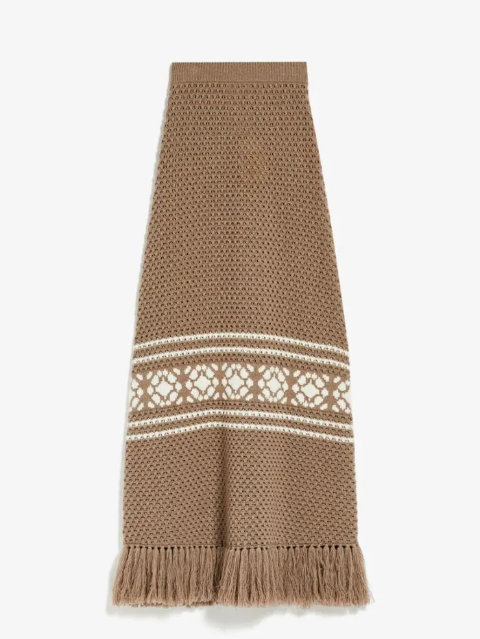 Women Max Mara Skirts Wool And Cashmere Skirt With Fringes Sand