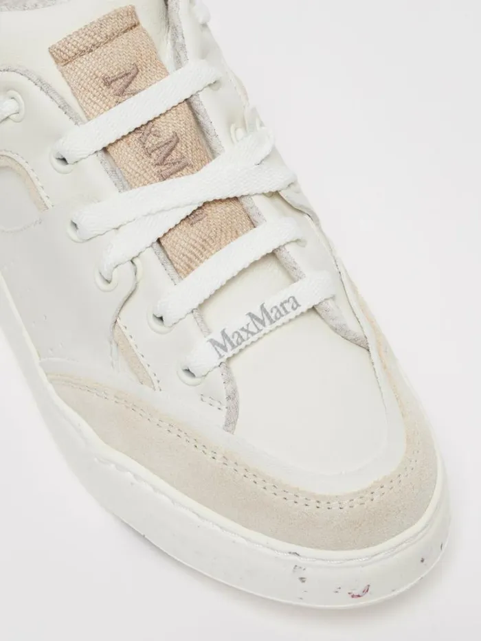 Women Max Mara Sneakers ActiveGreen Trainers In Chromefree Leather White