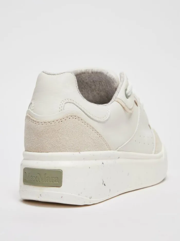 Women Max Mara Sneakers ActiveGreen Trainers In Chromefree Leather White
