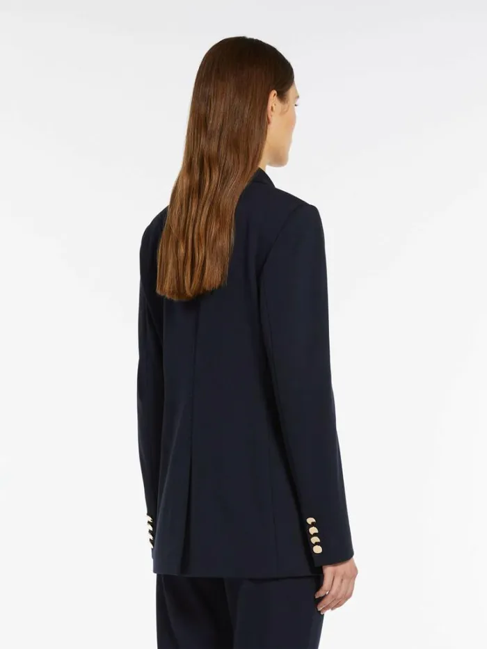 Women Max Mara Suit Doublebreasted Jersey Jacket Navy