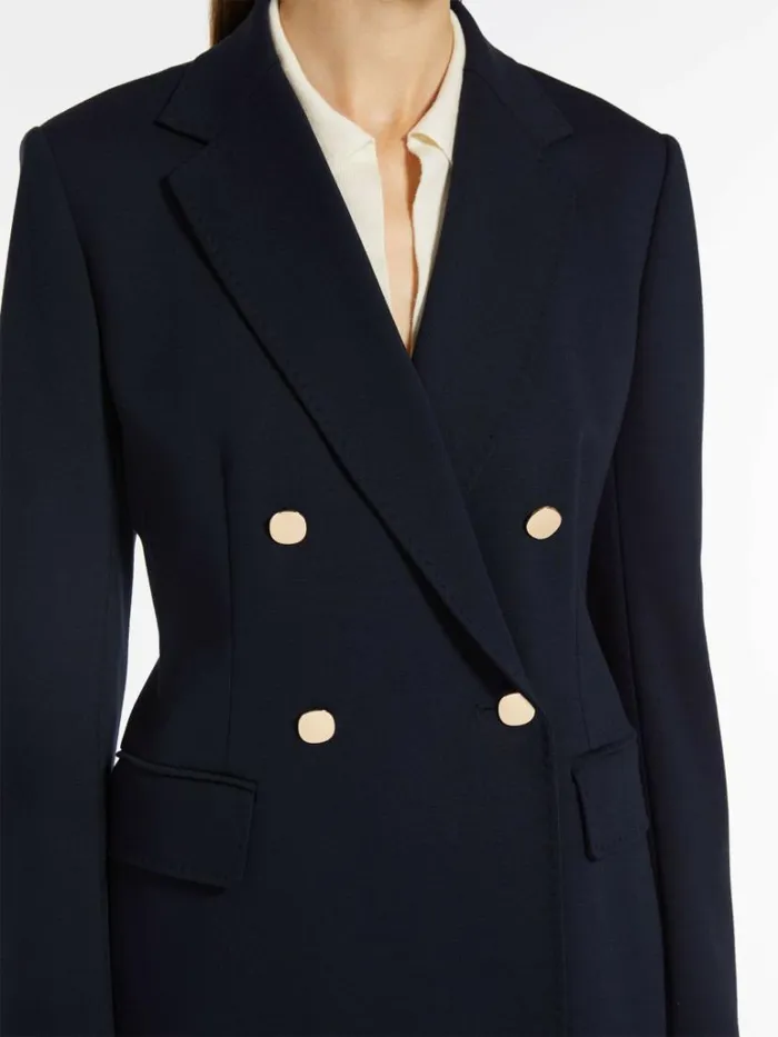Women Max Mara Suit Doublebreasted Jersey Jacket Navy
