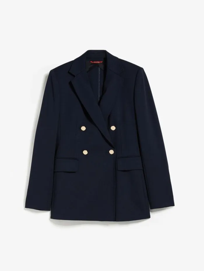 Women Max Mara Suit Doublebreasted Jersey Jacket Navy
