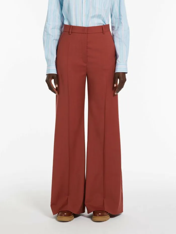 Women Max Mara Suit Flared Woollen Cloth Trousers Rust
