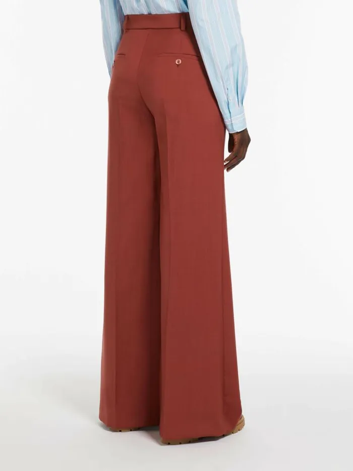 Women Max Mara Suit Flared Woollen Cloth Trousers Rust