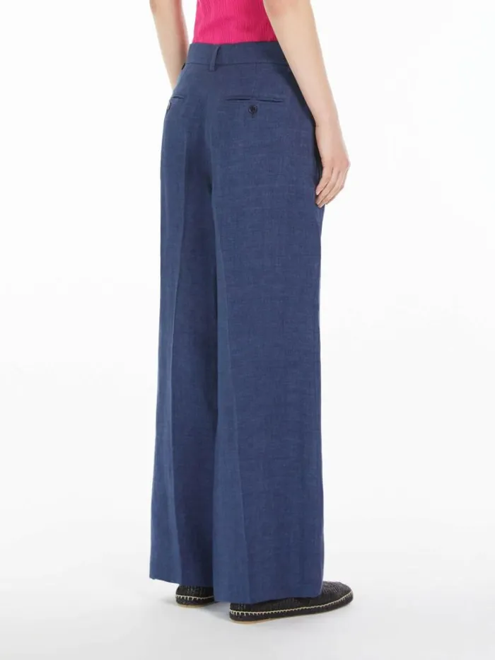 Women Max Mara Suit Linen Canvas Trousers Ultramarine