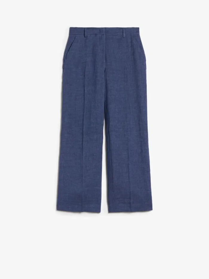 Women Max Mara Suit Linen Canvas Trousers Ultramarine