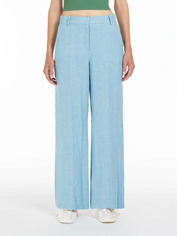 Women Max Mara Suit Linen Canvas Trousers Water