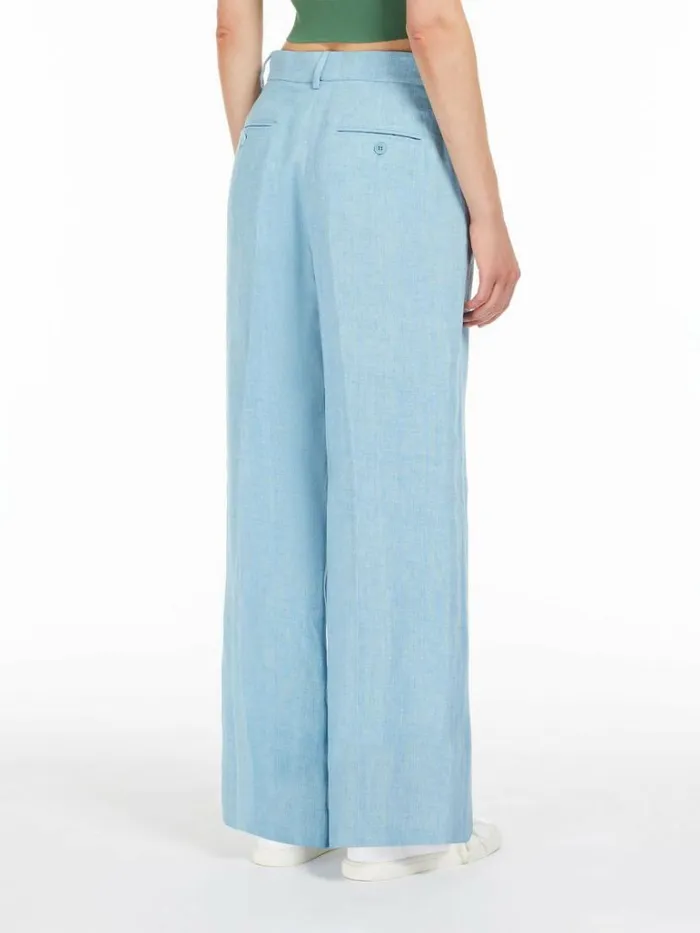 Women Max Mara Suit Linen Canvas Trousers Water