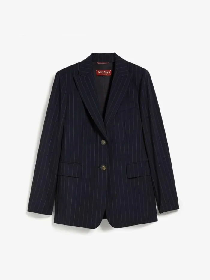 Women Max Mara Suit Singlebreasted Pinstripe Wool Blazer Navy