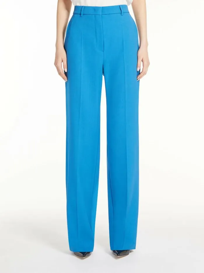 Women Max Mara Suit Wool Crepe Trousers Blue Azure