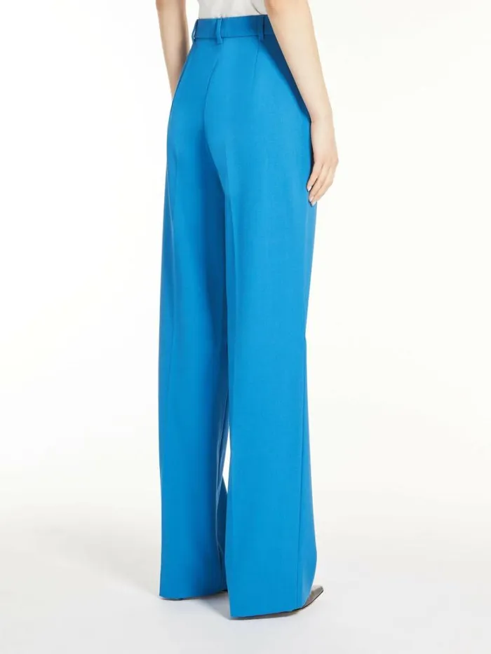 Women Max Mara Suit Wool Crepe Trousers Blue Azure