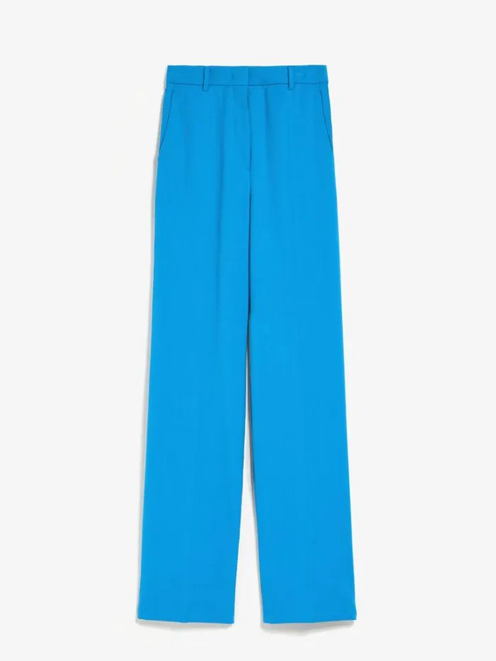 Women Max Mara Suit Wool Crepe Trousers Blue Azure