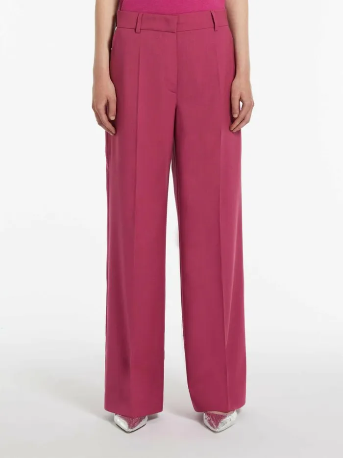 Women Max Mara Suit Woollen Cloth Palazzo Trousers Fuchsia