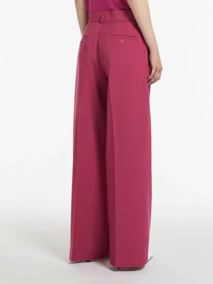 Women Max Mara Suit Woollen Cloth Palazzo Trousers Fuchsia