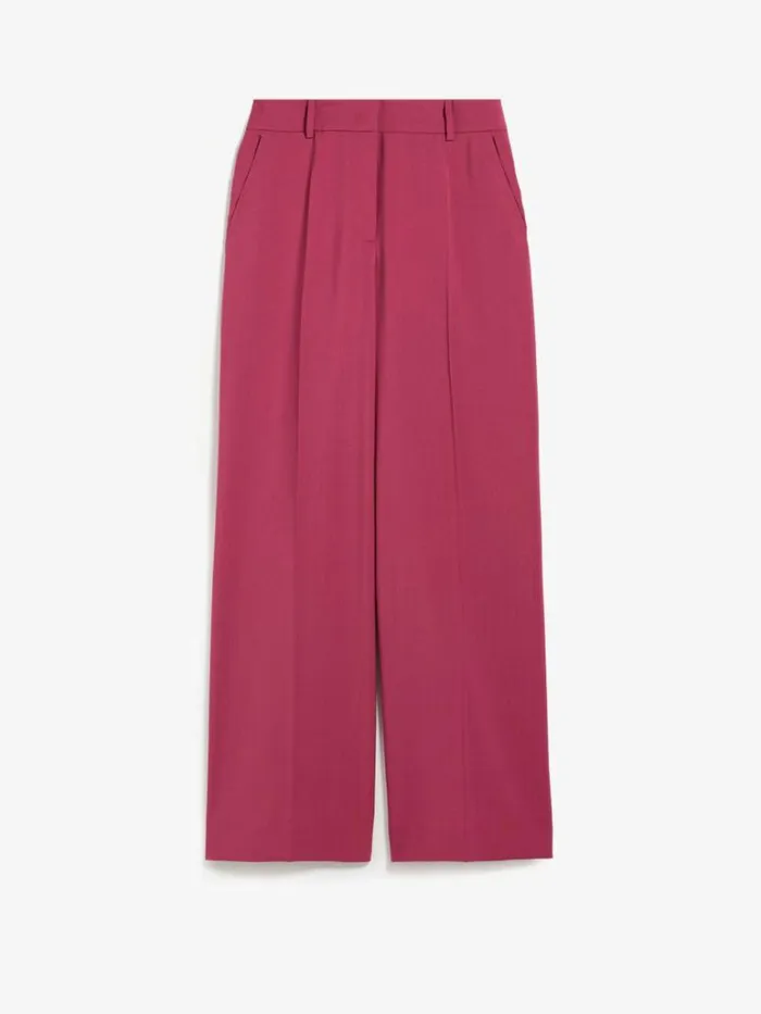 Women Max Mara Suit Woollen Cloth Palazzo Trousers Fuchsia