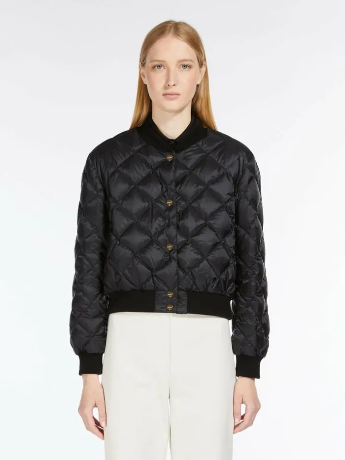 Women Max Mara The Cube 8211 Cameluxe Reversible Bomber Jacket In Waterresistant Canvas Black