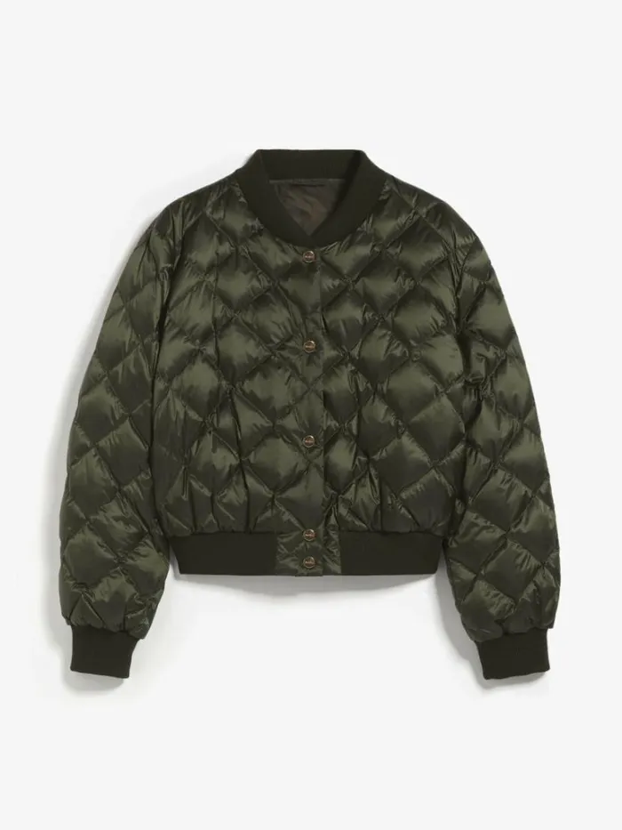 Women Max Mara The Cube 8211 Cameluxe Reversible Bomber Jacket In Waterresistant Canvas Kaki