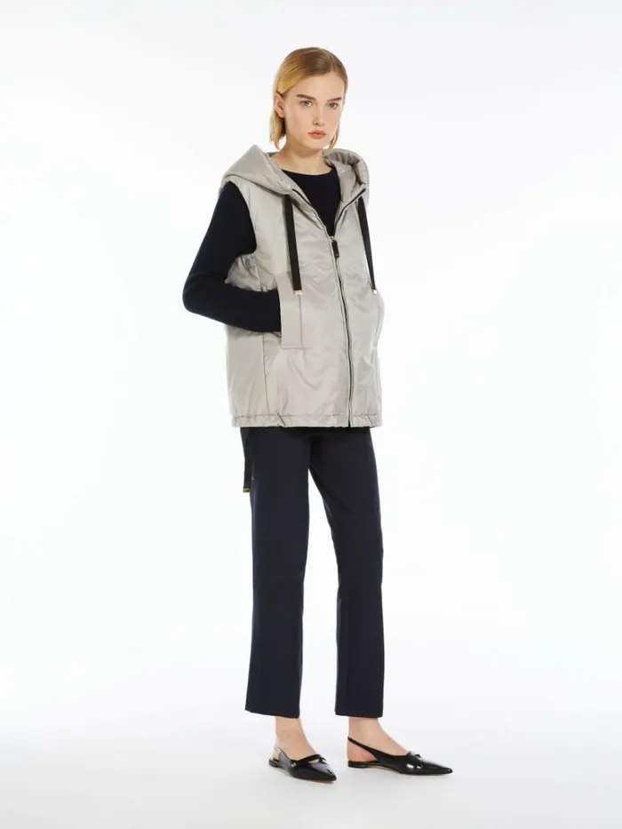 Women Max Mara The Cube 8211 Cameluxe Waterresistant Technical Canvas Gilet Light Grey
