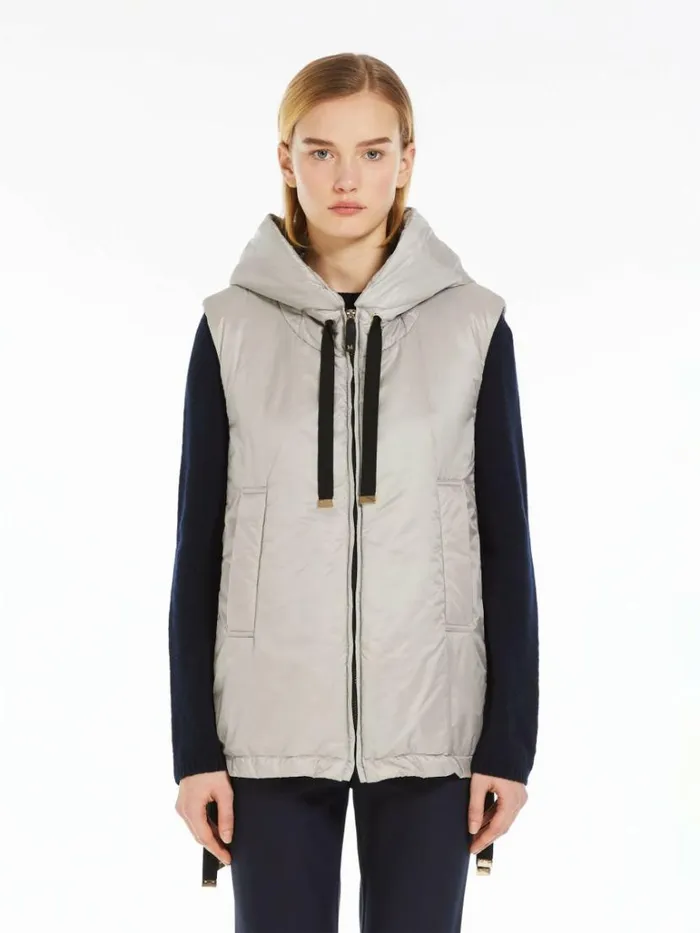 Women Max Mara The Cube 8211 Cameluxe Waterresistant Technical Canvas Gilet Light Grey
