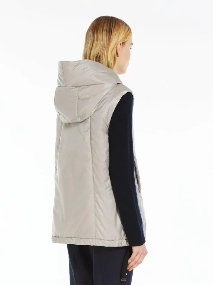 Women Max Mara The Cube 8211 Cameluxe Waterresistant Technical Canvas Gilet Light Grey