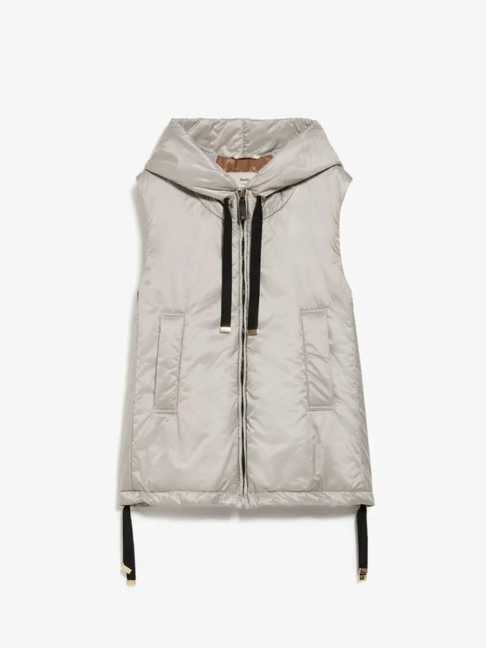 Women Max Mara The Cube 8211 Cameluxe Waterresistant Technical Canvas Gilet Light Grey