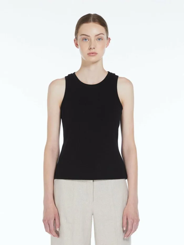 Women Max Mara Tops And Tshirts Cottonblend Jersey Top Black