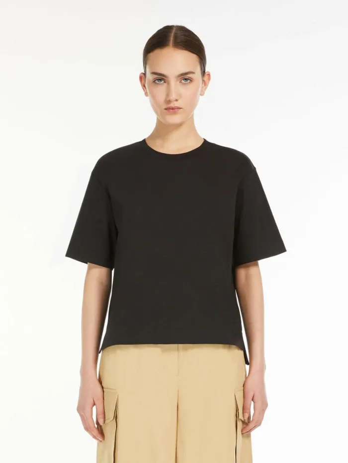 Women Max Mara Tops And Tshirts Cotton Jersey Tshirt Black