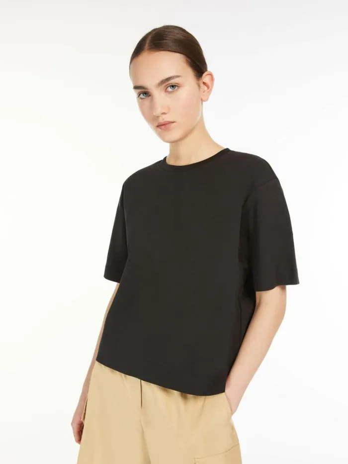 Women Max Mara Tops And Tshirts Cotton Jersey Tshirt Black