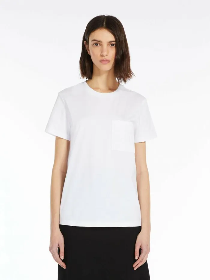 Women Max Mara Tops And Tshirts Cotton Jersey Tshirt White