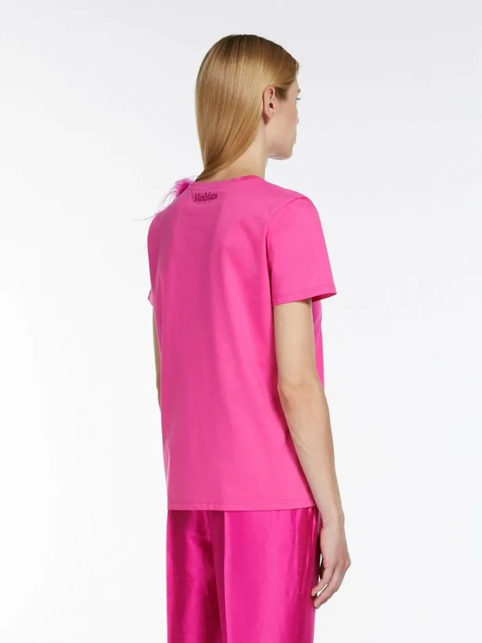 Women Max Mara Tops And Tshirts Featherdetail Jersey Tshirt Fuchsia