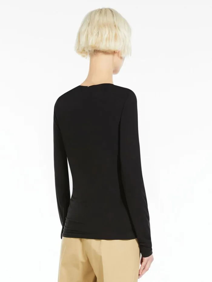 Women Max Mara Tops And Tshirts Skintight Jersey Tshirt Black