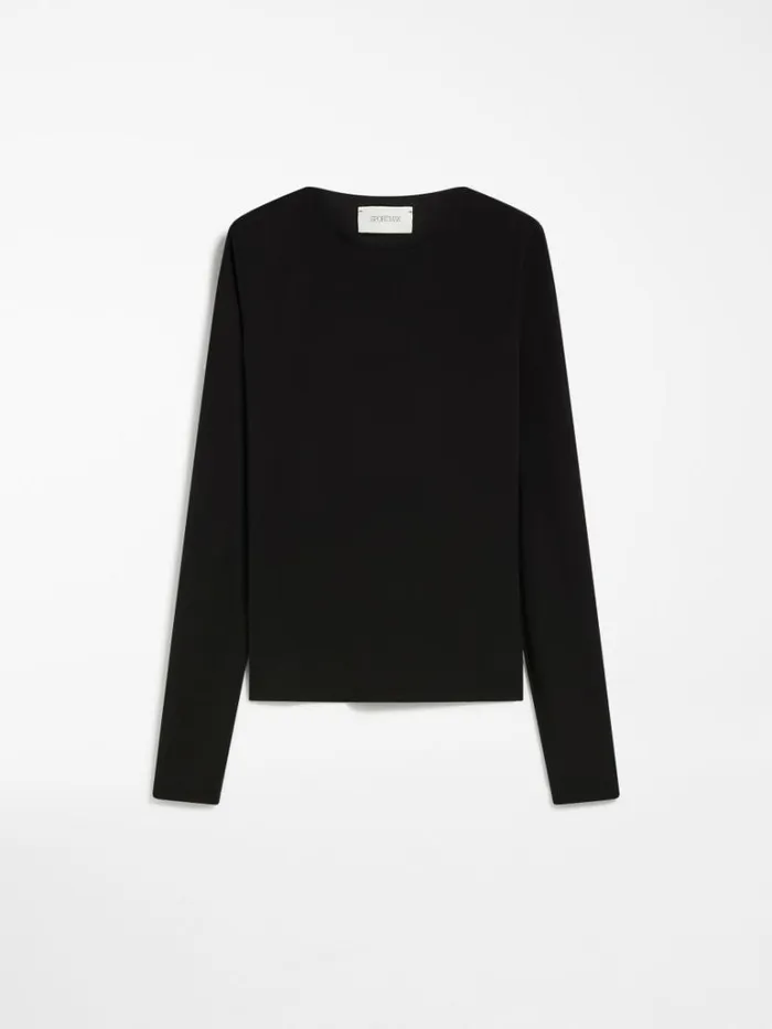 Women Max Mara Tops And Tshirts Skintight Jersey Tshirt Black