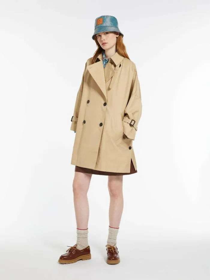 Women Max Mara Trench Reversible Waterrepellent Cotton Trench Coat Honey