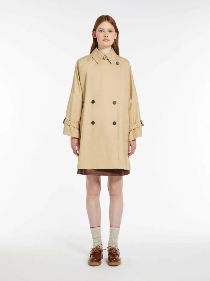 Women Max Mara Trench Reversible Waterrepellent Cotton Trench Coat Honey