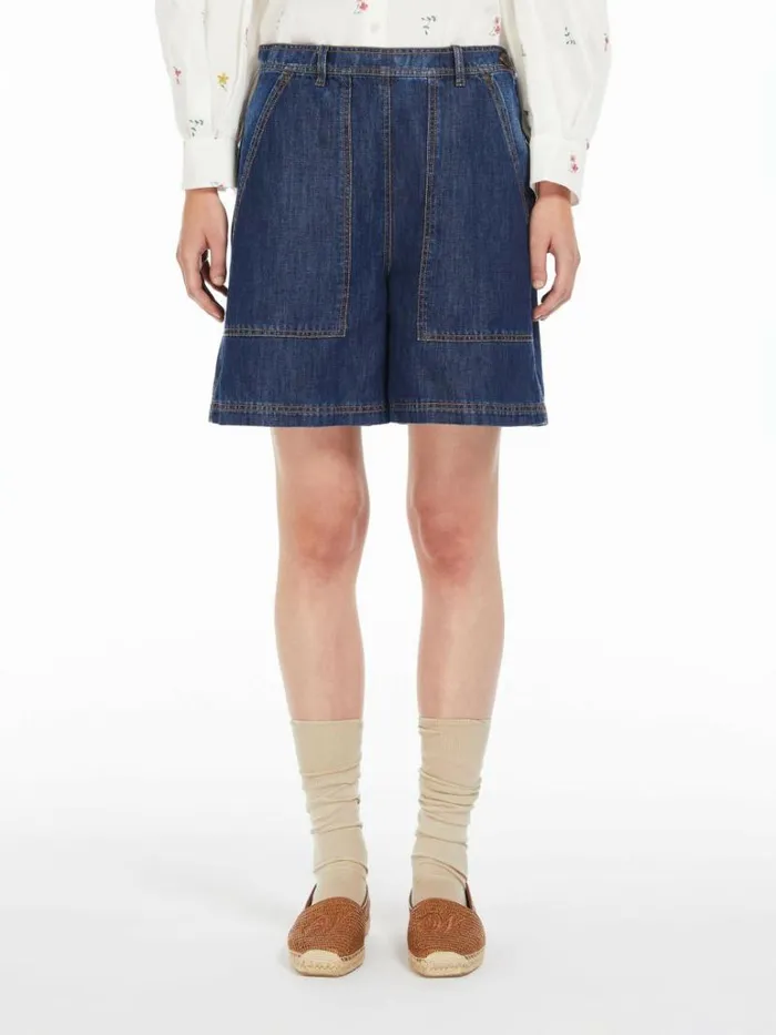 Women Max Mara Trousers And Jeans Cotton And Linen Denim Jeans Navy