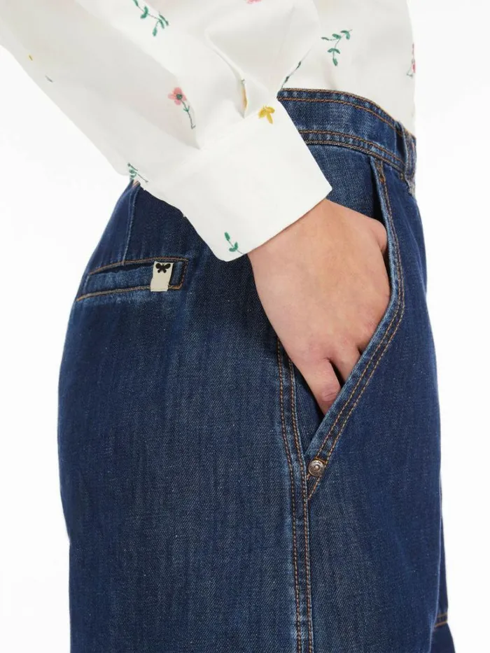 Women Max Mara Trousers And Jeans Cotton And Linen Denim Jeans Navy