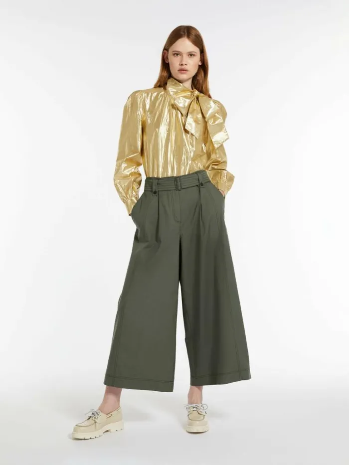 Women Max Mara Trousers And Jeans Cotton Canvas Trousers Kaki