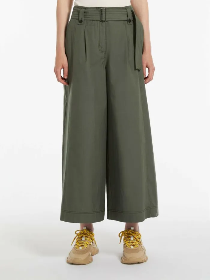 Women Max Mara Trousers And Jeans Cotton Canvas Trousers Kaki